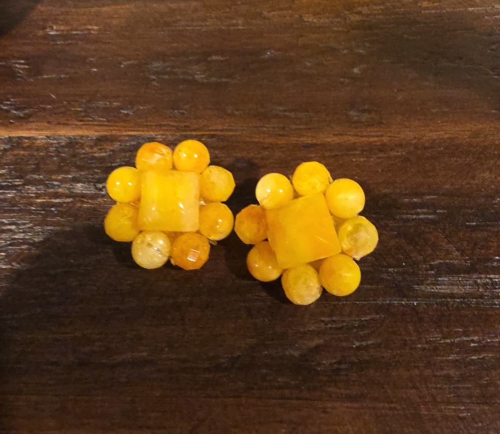 Yellow Beaded Earrings